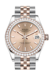 Rolex Datejust 31 Rosé Dial Diamond Bezel Rose Gold Two Tone Jubilee Watch 278381Rbr 278381